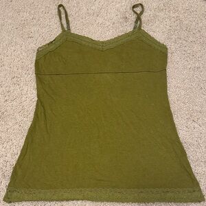 Mudd Y2K Lace Lined Camisole Top Sz Medium Babydoll Green Trendy Retro Longline